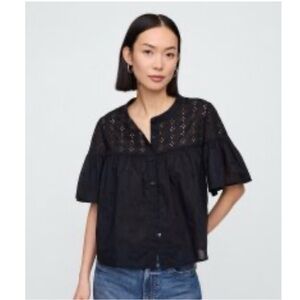 GAP Women's Black Eyelet Blouse